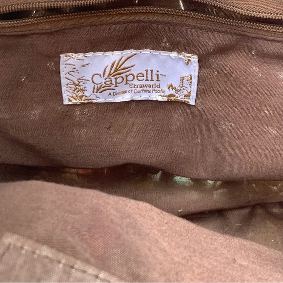 Vintage T. Cappelli Colorful Boho Straw Woven Bag Round Wooden Handle - Picture 5 of 10